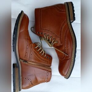 Bruno Marc Men's Brown Leather Brogue Boots_ Like New_ 8.5